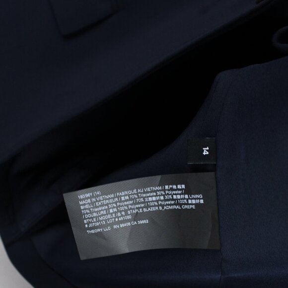 NWT Theory Staple Blazer in Admiral Crepe, Deep Navy - Picture 12 of 12